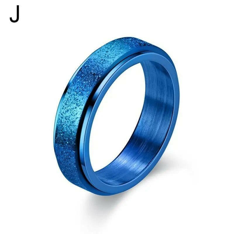6mm Frosted Glitter Titanium Rotating Ring - Blue - Mindful Rings