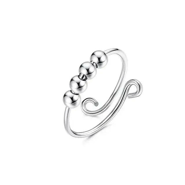 Minimalist 4 Bead - Silver Fidget Anxiety Ring - Mindful Rings