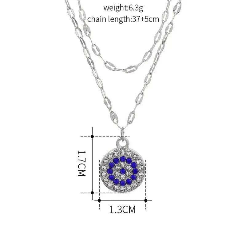 PRE ORDER Evil Eye Double Layer Stainless Steel Silver Devils Eye Anxiety Relief Fidget Necklace - Mindful Rings