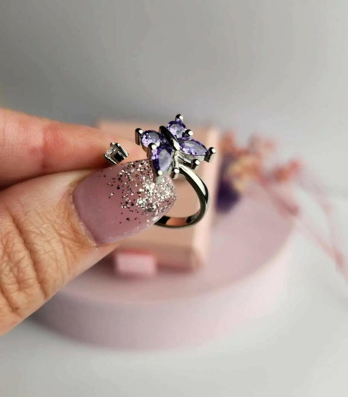 The Awakened Collection Mindful Rings - Purple Butterfly Fidget Spinner Ring - Mindful Rings