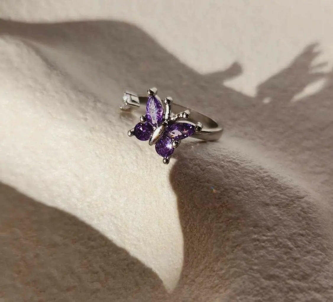 The Awakened Collection Mindful Rings - Purple Butterfly Fidget Spinner Ring - Mindful Rings