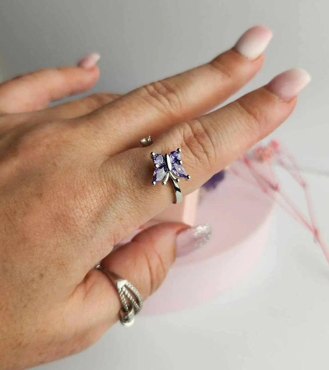The Awakened Collection Mindful Rings - Purple Butterfly Fidget Spinner Ring - Mindful Rings