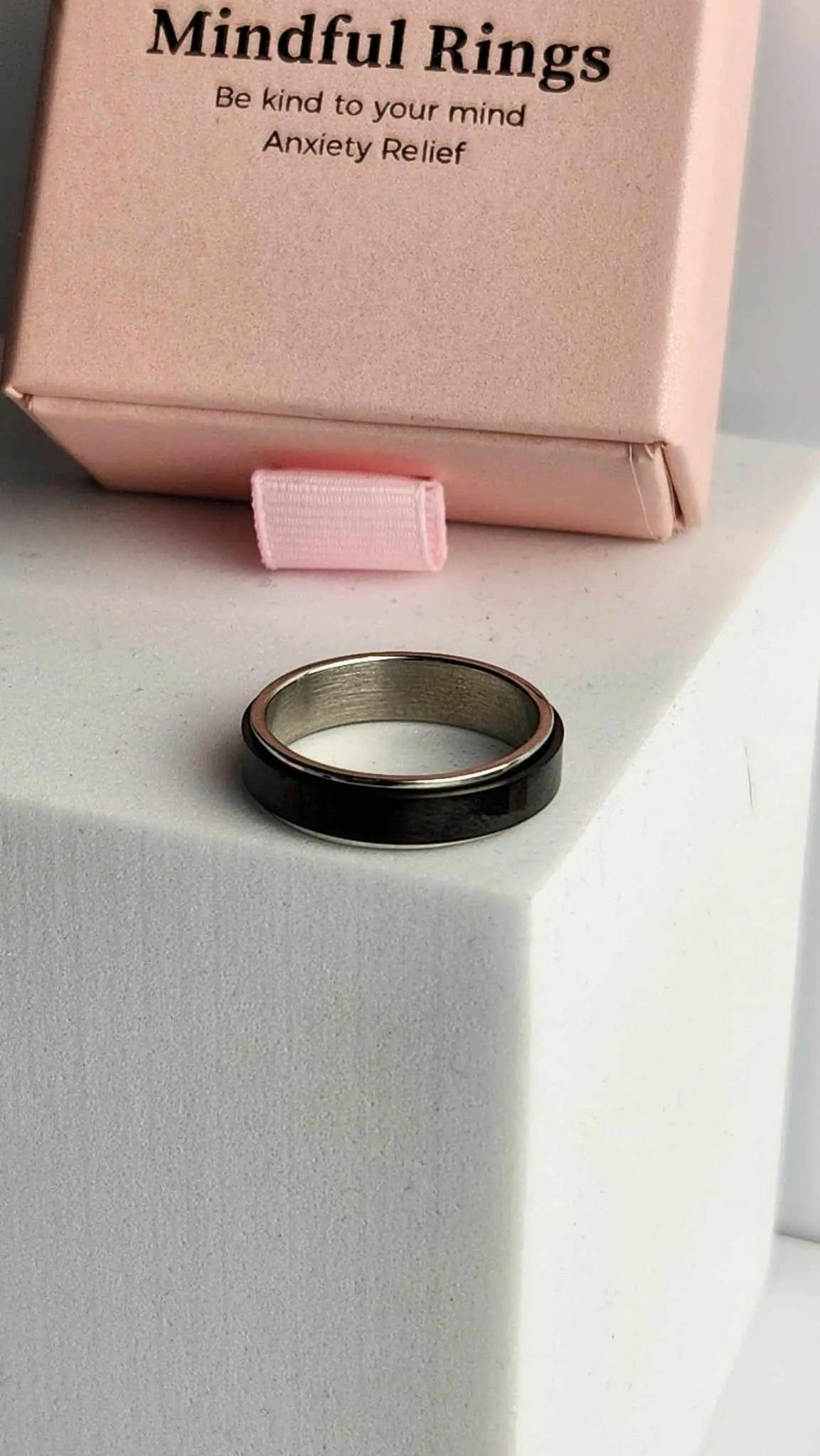 The Elevated Collection Men's Rotating Ring - Black Fidget Rotating Spinner Ring - Mindful Rings