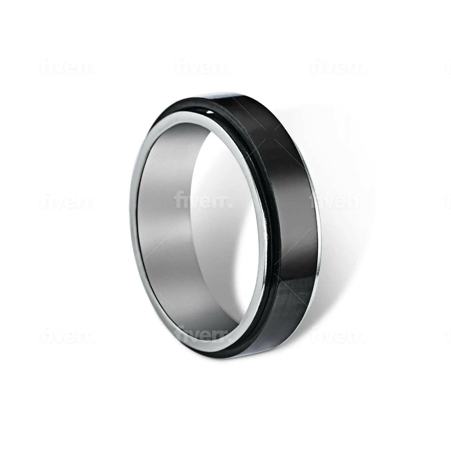 The Elevated Collection Men's Rotating Ring - Black Fidget Rotating Spinner Ring - Mindful Rings