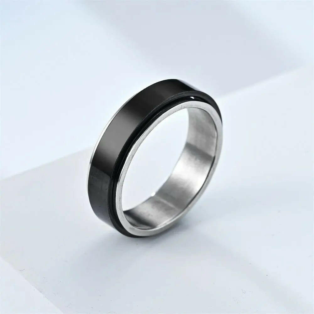 The Elevated Collection Men's Rotating Ring - Black Fidget Rotating Spinner Ring - Mindful Rings