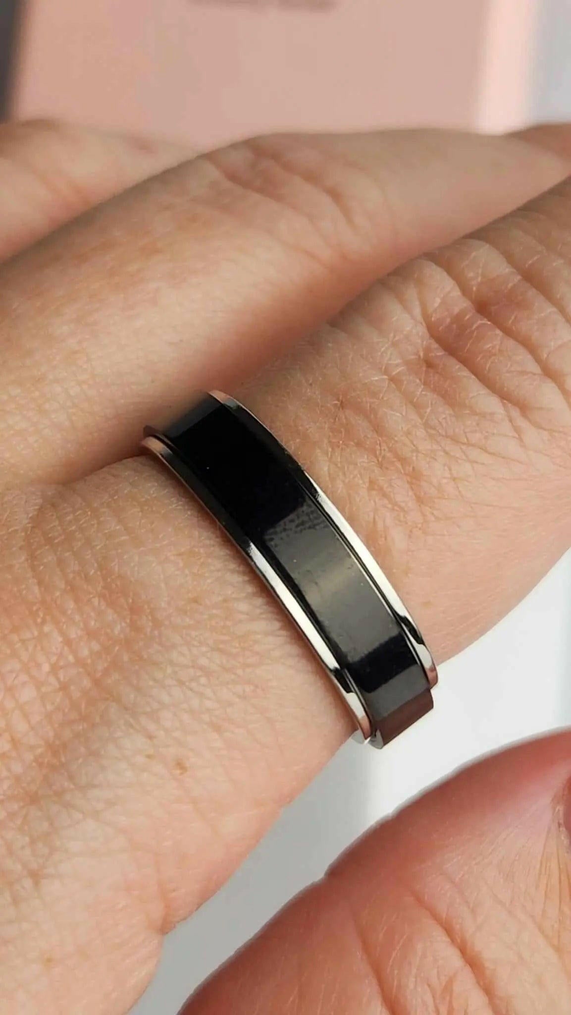 The Elevated Collection Men's Rotating Ring - Black Fidget Rotating Spinner Ring - Mindful Rings