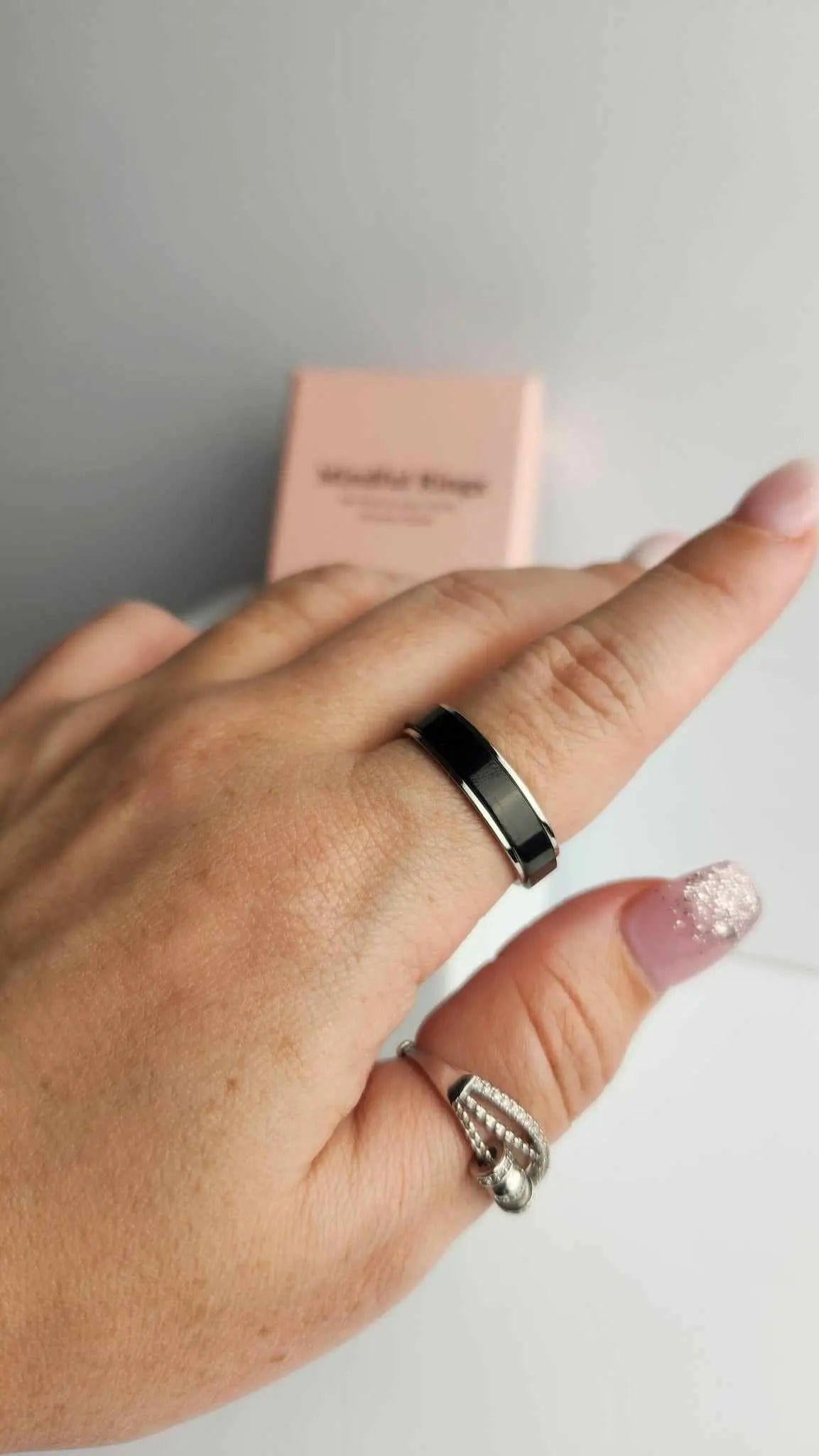 The Elevated Collection Men's Rotating Ring - Black Fidget Rotating Spinner Ring - Mindful Rings