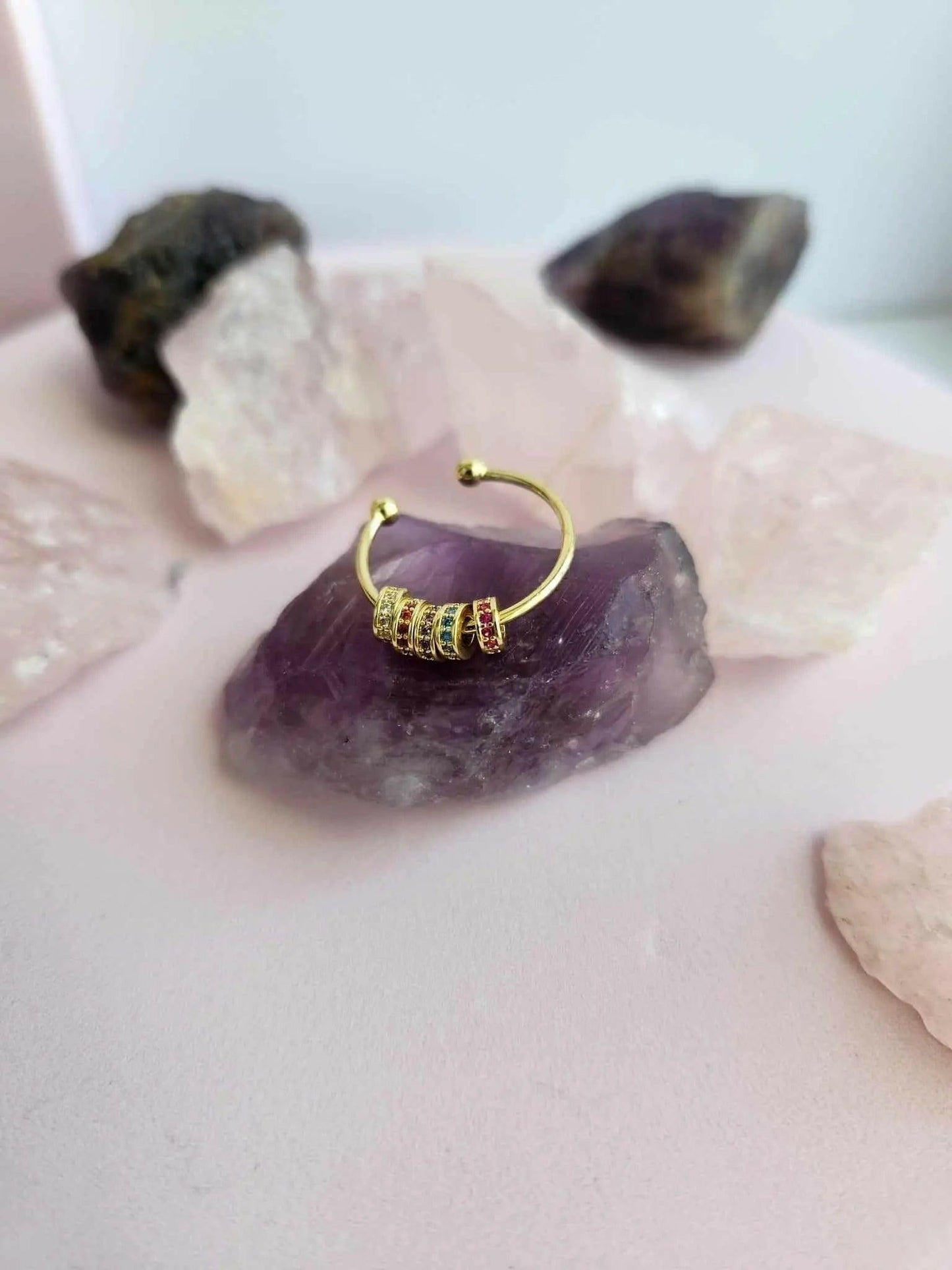 The Rainbow Embrace Collection - Gold Plated Fidget Spinner Ring - Mindful Rings