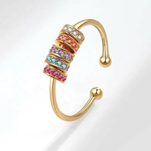 The Rainbow Embrace Collection - Gold Plated Fidget Spinner Ring - Mindful Rings