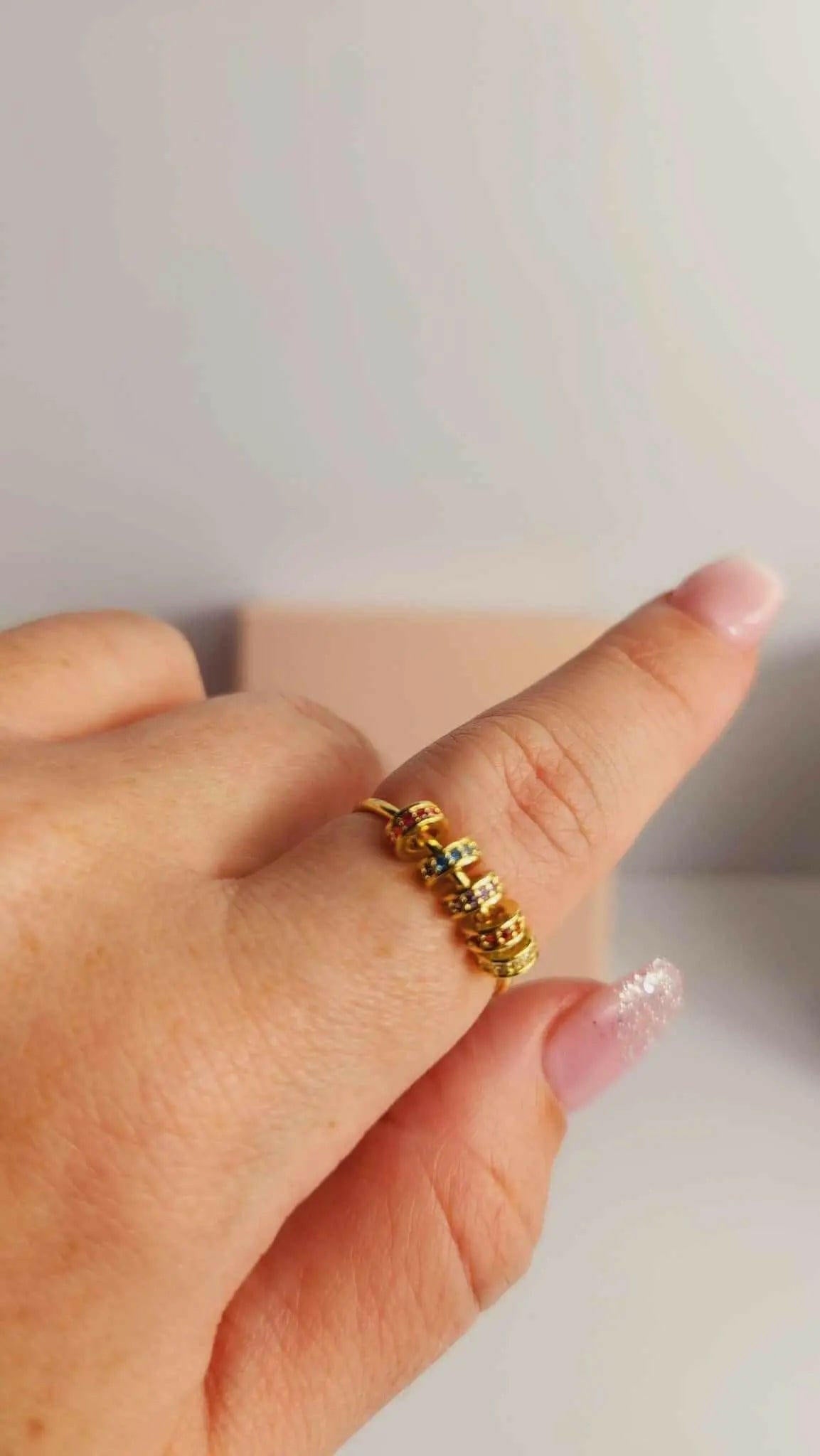 The Rainbow Embrace Collection - Gold Plated Fidget Spinner Ring - Mindful Rings