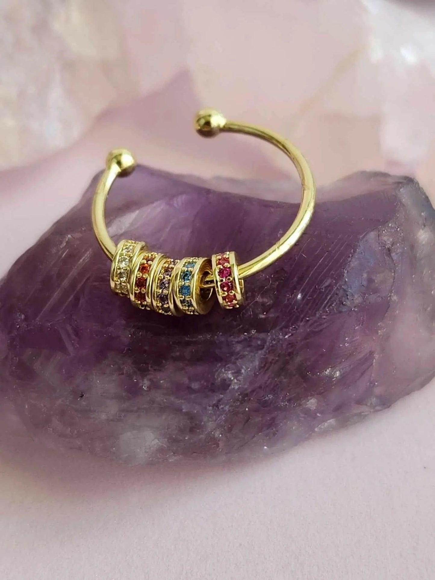 The Rainbow Embrace Collection - Gold Plated Fidget Spinner Ring - Mindful Rings