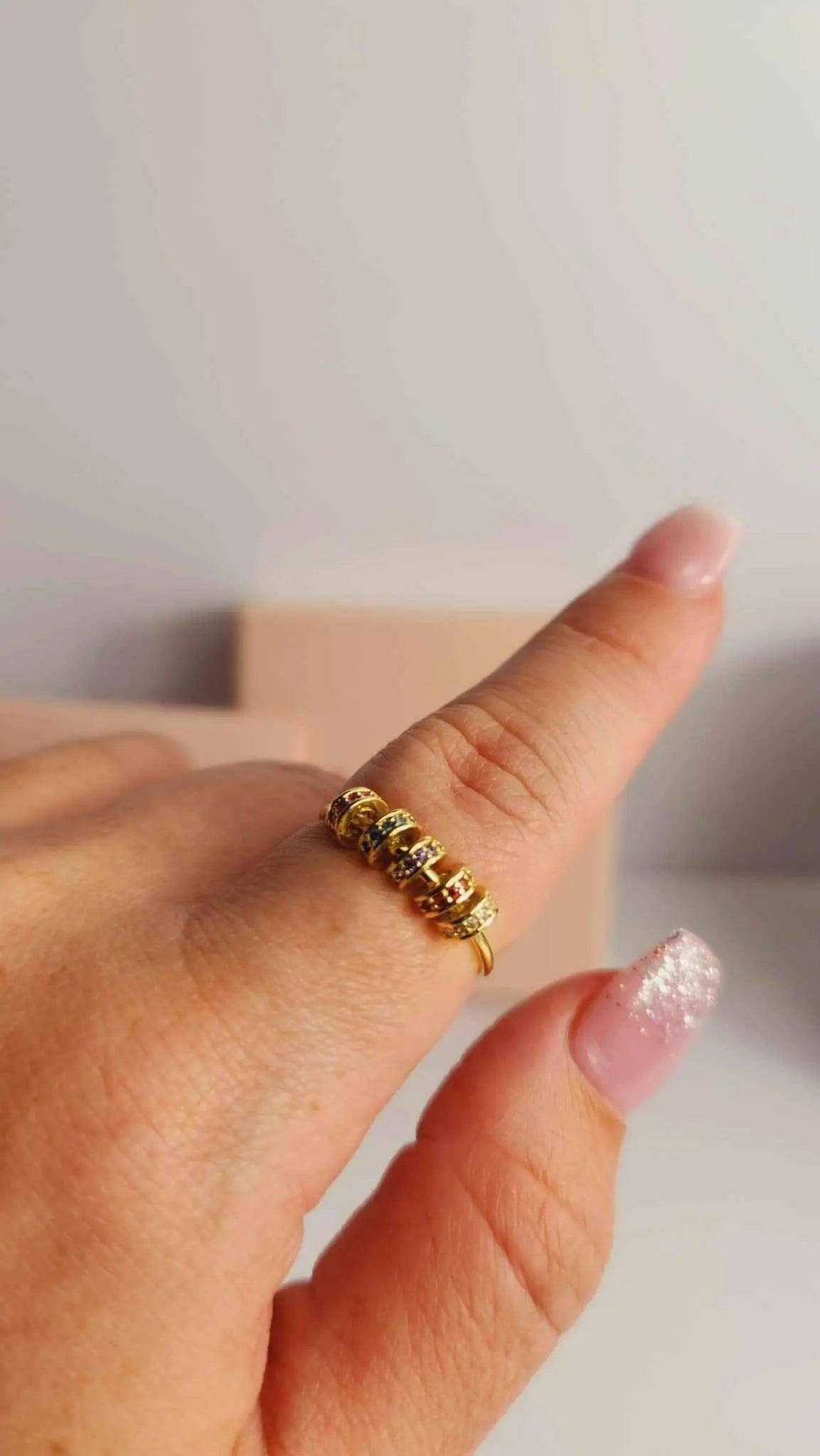 The Rainbow Embrace Collection - Gold Plated Fidget Spinner Ring - Mindful Rings