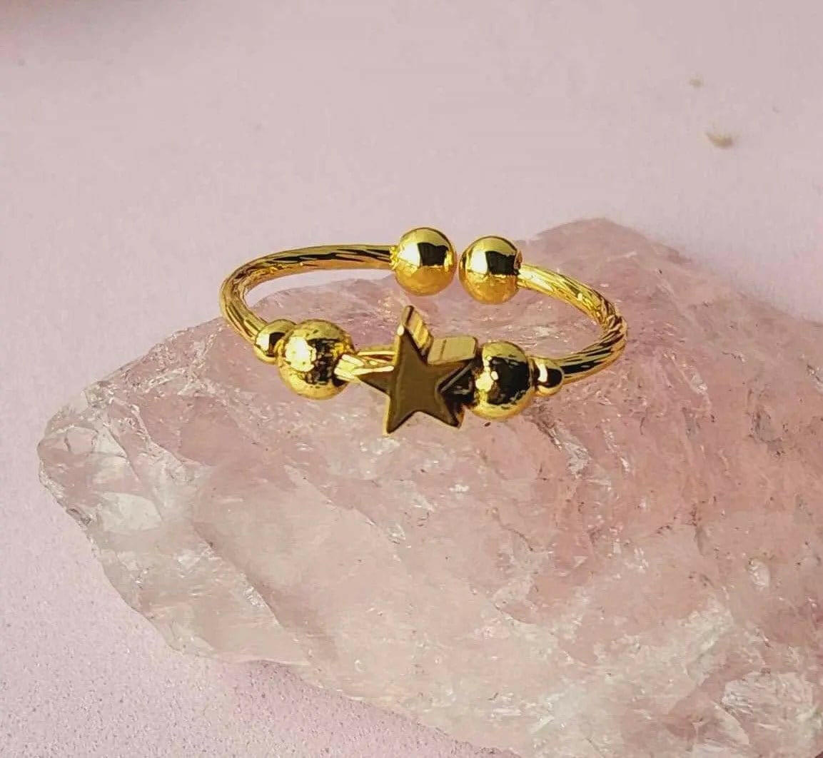 The Star Shine Collection - Gold Plated Fidget Spinner Ring - Mindful Rings