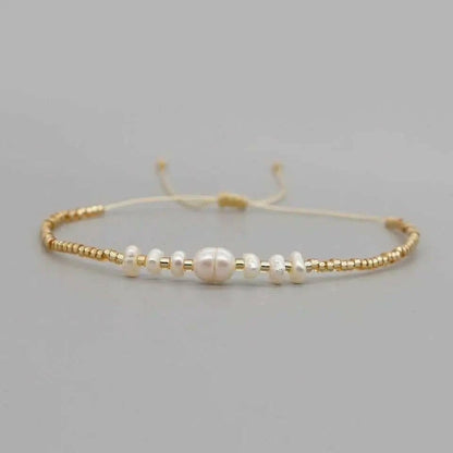 Dainty Thin Gold Plated Pearls Bead Bracelet - Anxiety Relief Jewellery - Mindful Rings