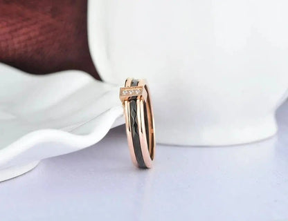 Mindful Rings Anxiety Necklace 3 Part Rose Gold Stainless Steel Cz Gem Ring - Spinning Anxiety Ring