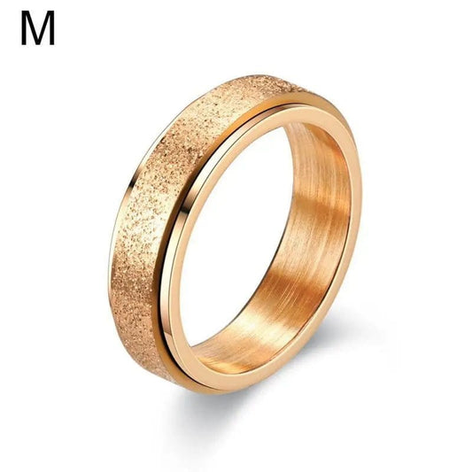 Mindful Rings Anxiety Necklace 6mm Frosted Glitter Titanium Rotating Ring - Rose Gold