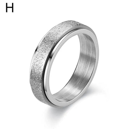 Mindful Rings Anxiety Necklace 6mm Frosted Glitter Titanium Rotating Ring - Silver