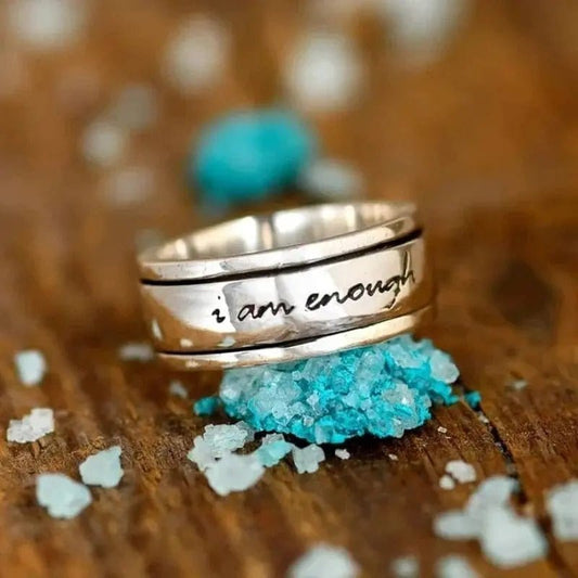 Mindful Rings Anxiety Ring Affirmation Collection I am Enough Thick Ring - Rotating Anxiety Relief Jewellery