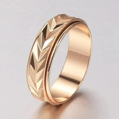 Mindful Rings Anxiety Ring Arrows 6mm Rose Gold Colour Spinner Ring - Rotatable Carved Anti Stress Anxiety Ring