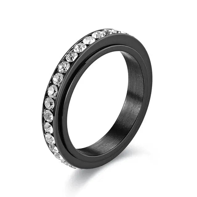 Mindful Rings Anxiety Ring Black Single Line Gem Essential Ring -  Rotating Fidget Anxiety Ring