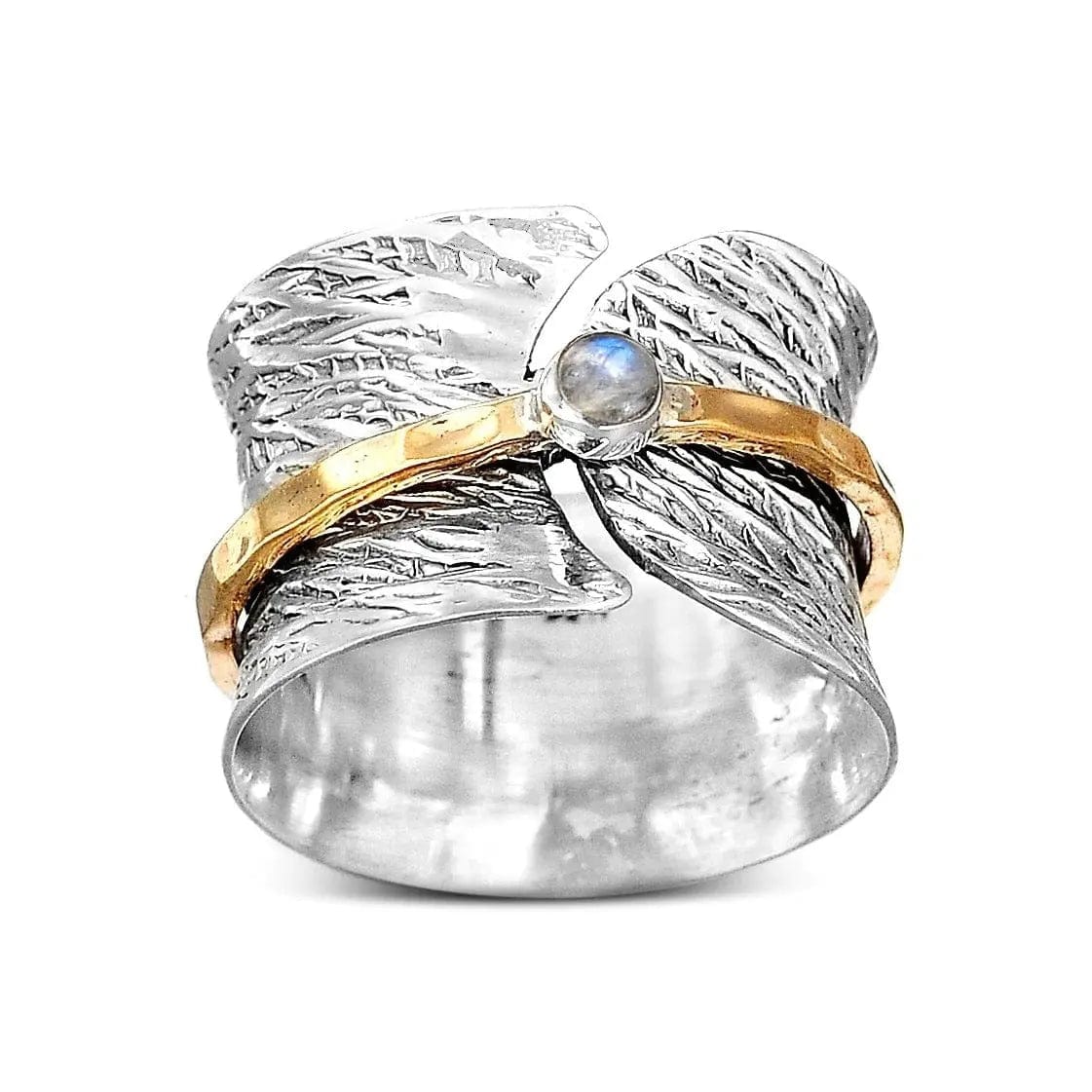 Mindful Rings Anxiety Ring Meditation Spinner Ring - Golden Opal Fidget Anxiety Ring