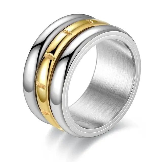 Mindful Rings Anxiety Ring Mens Stainless Steel Gold and Black Spinner Ring - Rotatable Anti Stress Anxiety Ring