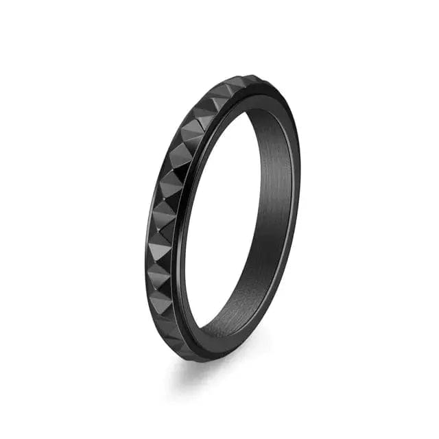 Mindful Rings Anxiety Ring Mental Health Matters Black Pyramid Black 3mm Spinning Anxiety Ring