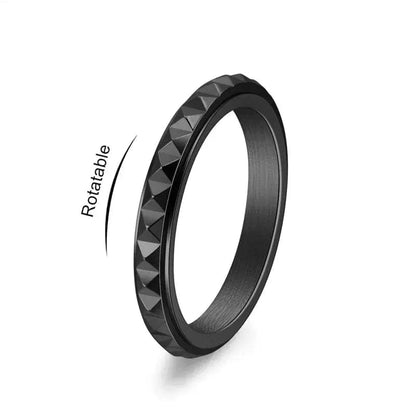 Mindful Rings Anxiety Ring Mental Health Matters Black Pyramid Black 3mm Spinning Anxiety Ring