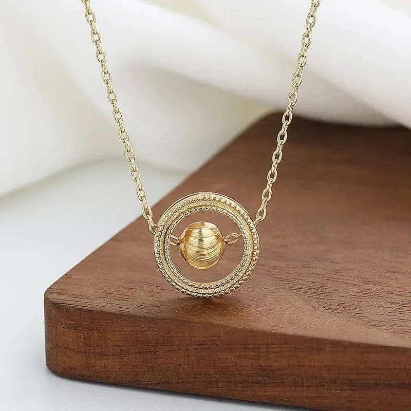 Mindful Rings Anxiety Necklace Mental Health Matters - Minimal Dainty Gold Plated Ball Necklace Spinning