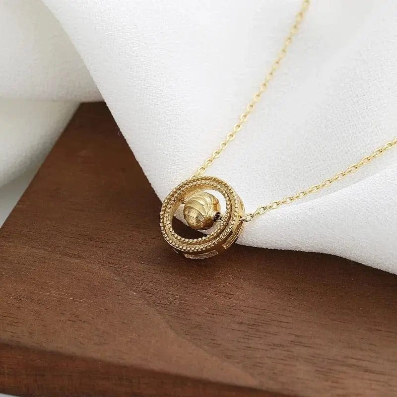 Mindful Rings Anxiety Necklace Mental Health Matters - Minimal Dainty Gold Plated Ball Necklace Spinning