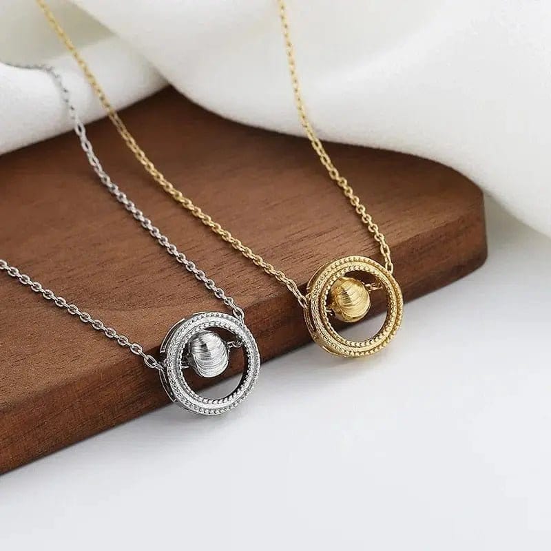 Mindful Rings Anxiety Necklace Mental Health Matters - Minimal Dainty Gold Plated Ball Necklace Spinning