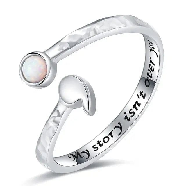 Mindful Rings Anxiety Ring Mental Health Matters - Opal 925 Sterling Silver Semicolon "My Story Isnt Over Yet" Engraving