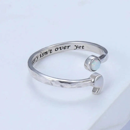 Mindful Rings Anxiety Ring Mental Health Matters - Opal 925 Sterling Silver Semicolon "My Story Isnt Over Yet" Engraving