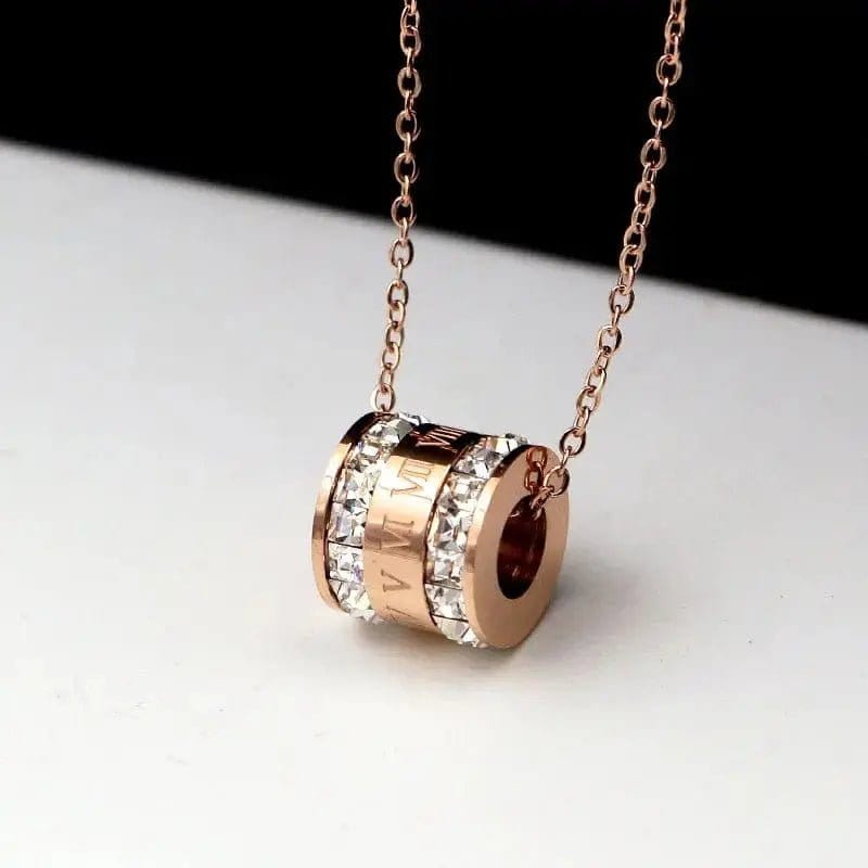 Mindful Rings Anxiety Necklace Roman Number Double Zircon Clear Gem Stainless Steel Anxiety Relief Fidget Necklace