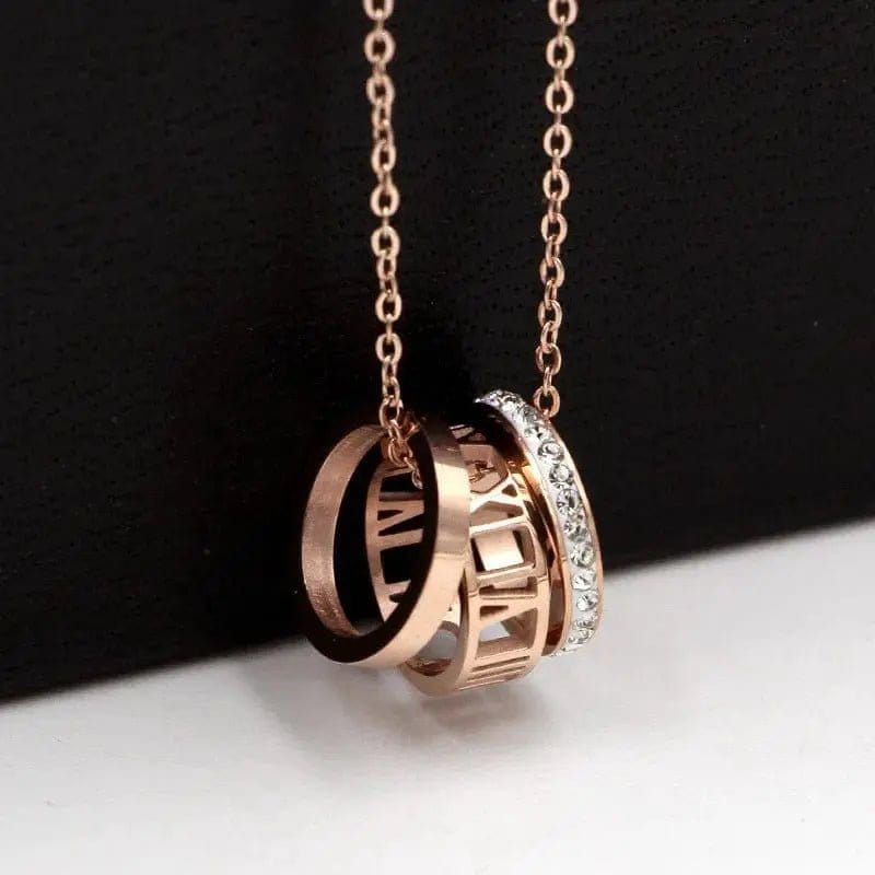 Mindful Rings Anxiety Necklace Roman Number Gold Plated over Stainless Steel Anxiety Relief Fidget Necklace