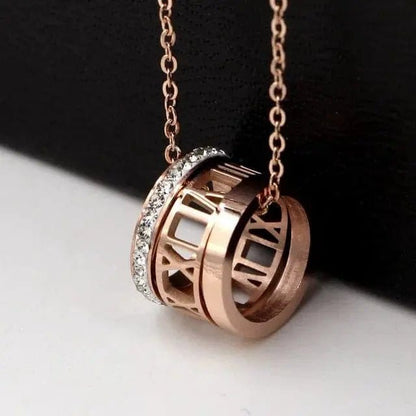 Mindful Rings Anxiety Necklace Roman Number Rose Gold over Stainless Steel Silver Anxiety Relief Fidget Necklace