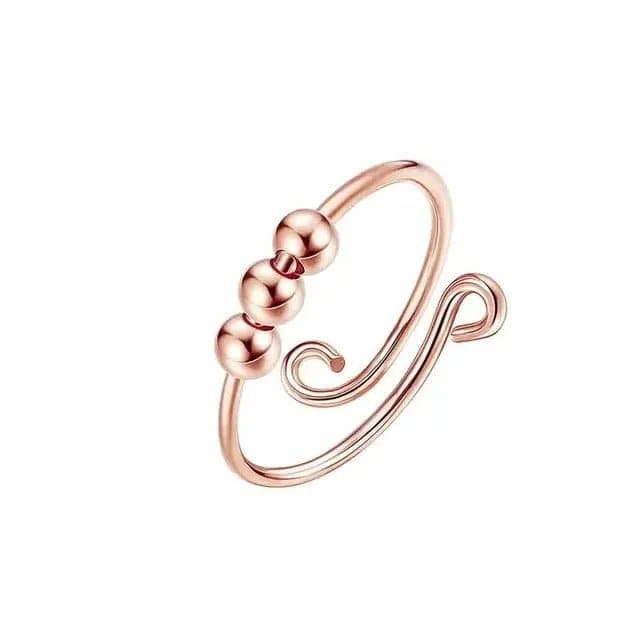 Mindful Rings Anxiety Ring Rose Gold 3 Bead Ring -  Rotating Fidget Anxiety Ring