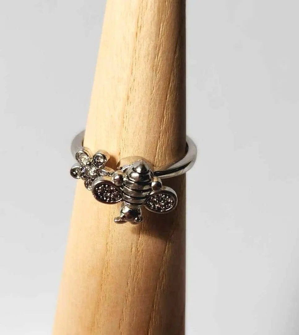 Mindful Rings Anxiety Ring Single Flower Bumble Bee Spinning Ring -  Fidget Anxiety Ring