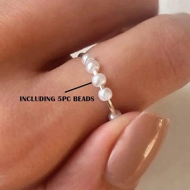 Mindful Rings Anxiety Ring Spinner Spiral Simulated Pearl Fidget Rings Rotate Freely Anti Stress Anxiety Ring