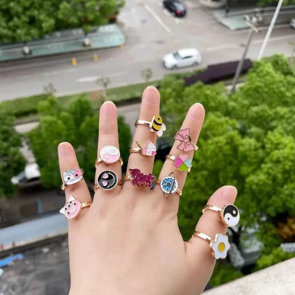 Mindful Rings Anxiety Ring The Ava - Pink Glitter Unicorn Kids Fidget Spinner Ring