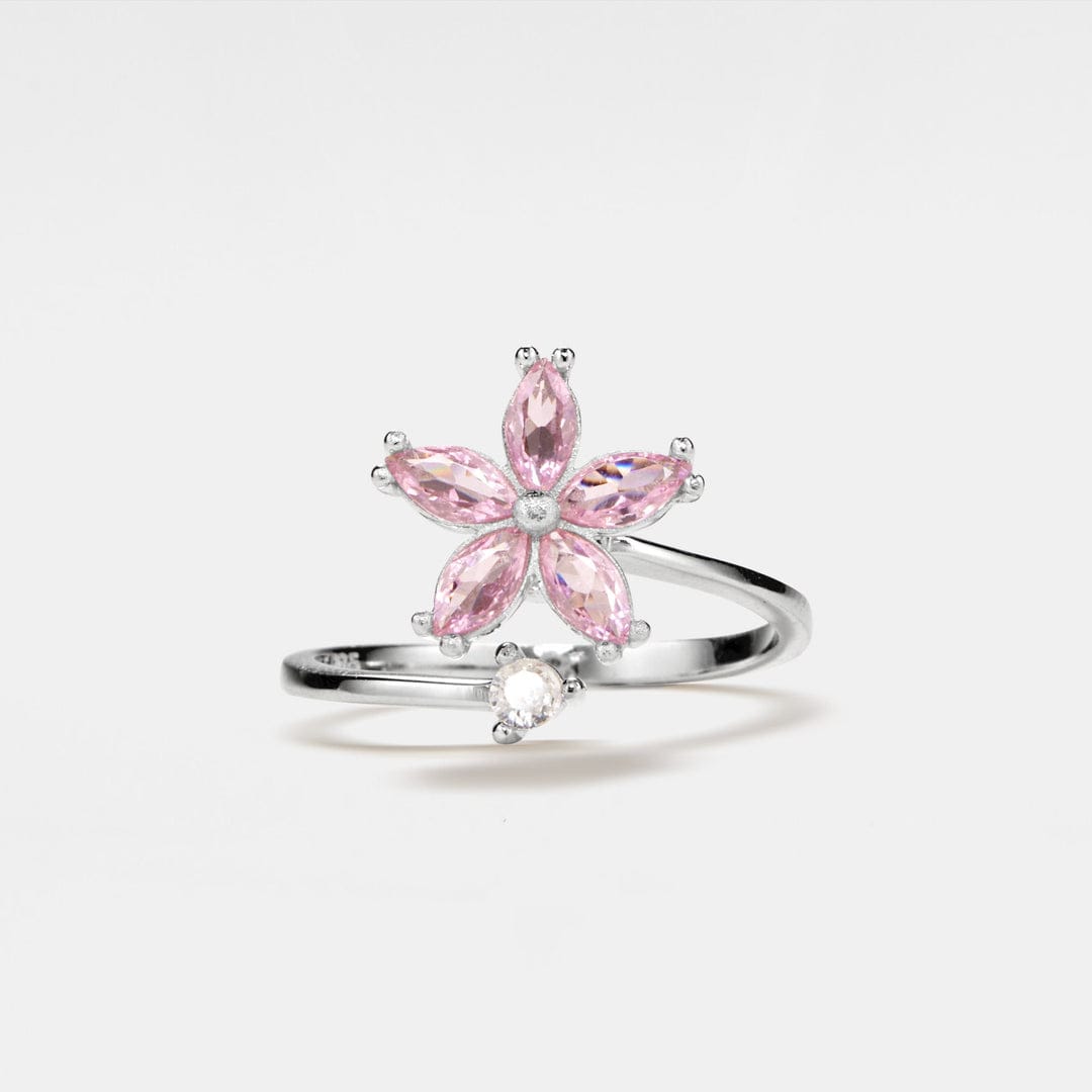 Mindful Rings Anxiety Ring Adjustable Size - One Size Fits All The Breath Collection Mindful Rings - Pink Flower Fidget Spinner Ring