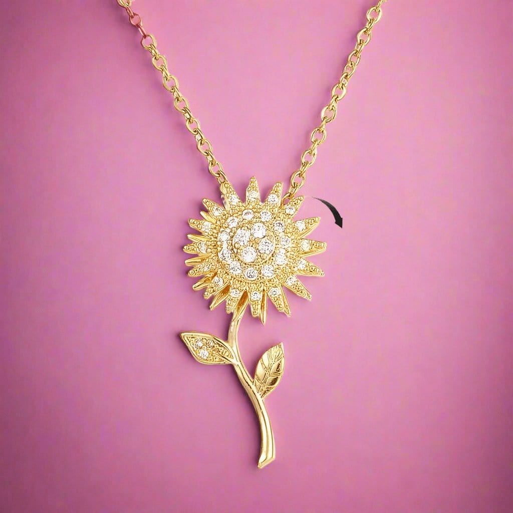 Mindful Rings Anxiety Necklace The Centered Collection - Spinning Necklace Sunflower Gold Plated