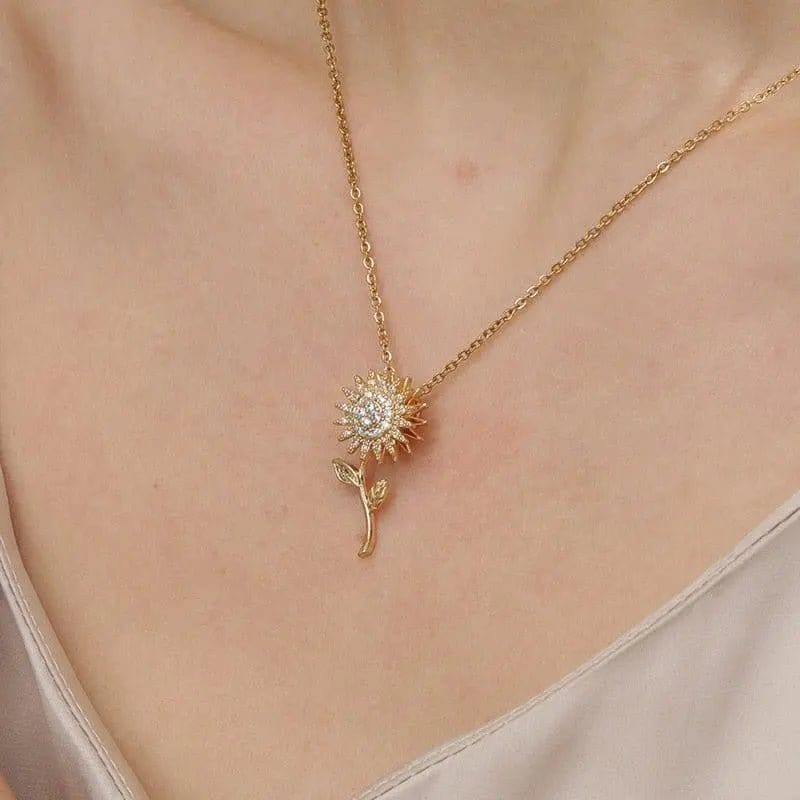 Mindful Rings Anxiety Necklace The Centered Collection - Spinning Necklace Sunflower Gold Plated