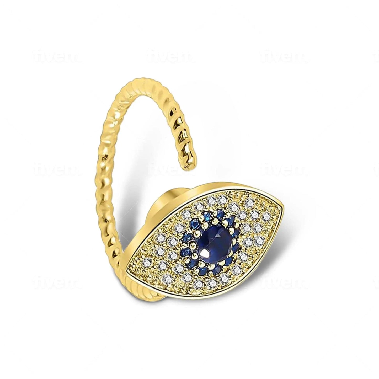 Mindful Rings Anxiety Ring Adjustable Size - One Size Fits All The Clarity Collection Mindful Rings - Gold Plated Sterling Silver Evil Eye Fidget Spinner Ring