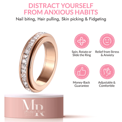 Mindful Rings Anxiety Ring The Essence Collection Mindful Rings - Rose Gold  Sterling Silver Fidget Rotating Spinner Ring