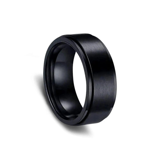 Mindful Rings Anxiety Ring The Fusion Collection Men's Rotating Ring - Black Fidget Rotating Spinner Ring