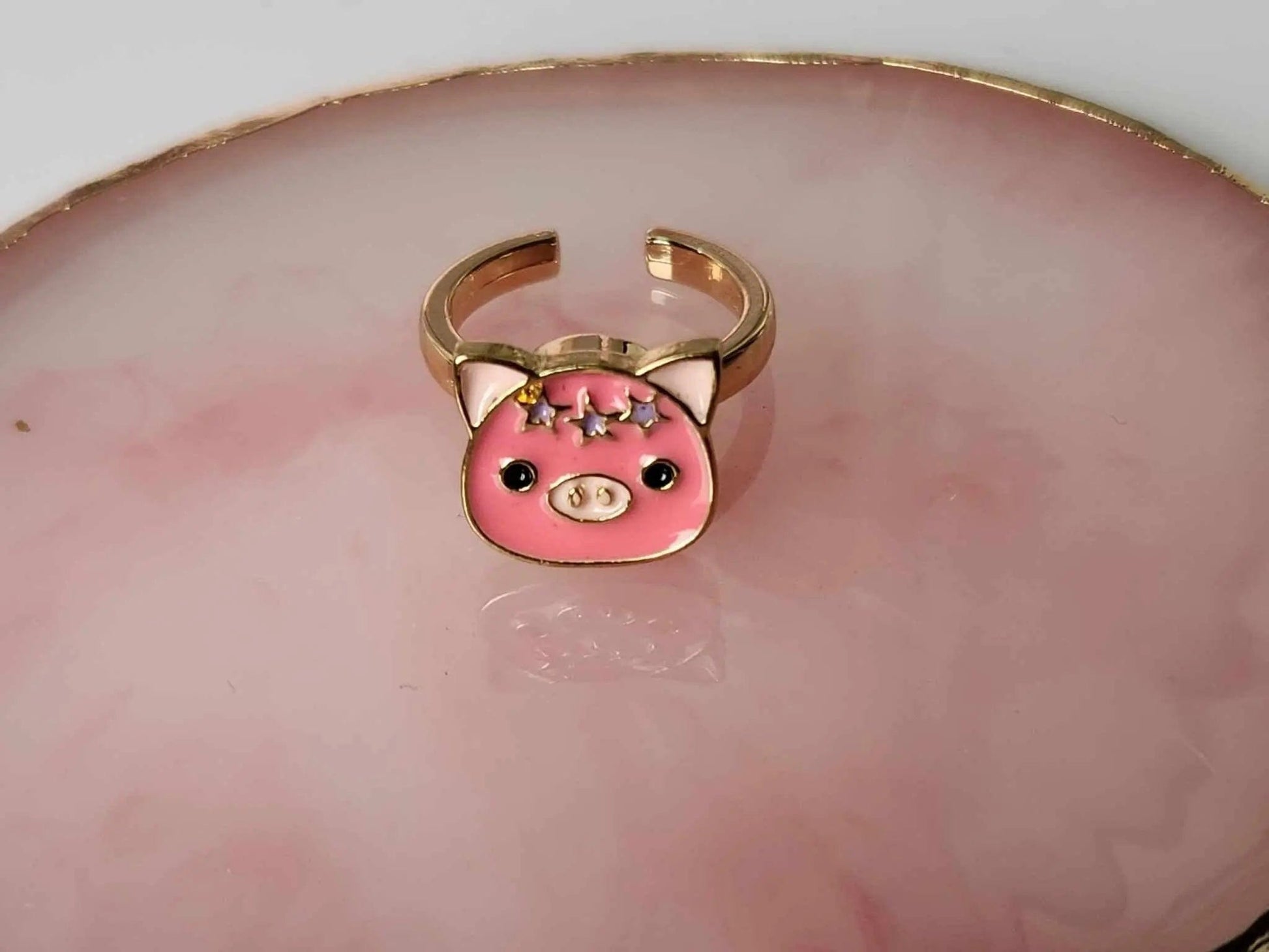 Mindful Rings Anxiety Ring The Luna - Pink Piggy Fidget Spinner Ring Anxiety Rings