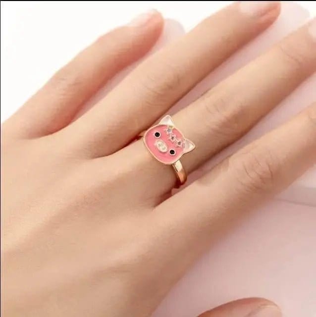 Mindful Rings Anxiety Ring The Luna - Pink Piggy Fidget Spinner Ring Anxiety Rings