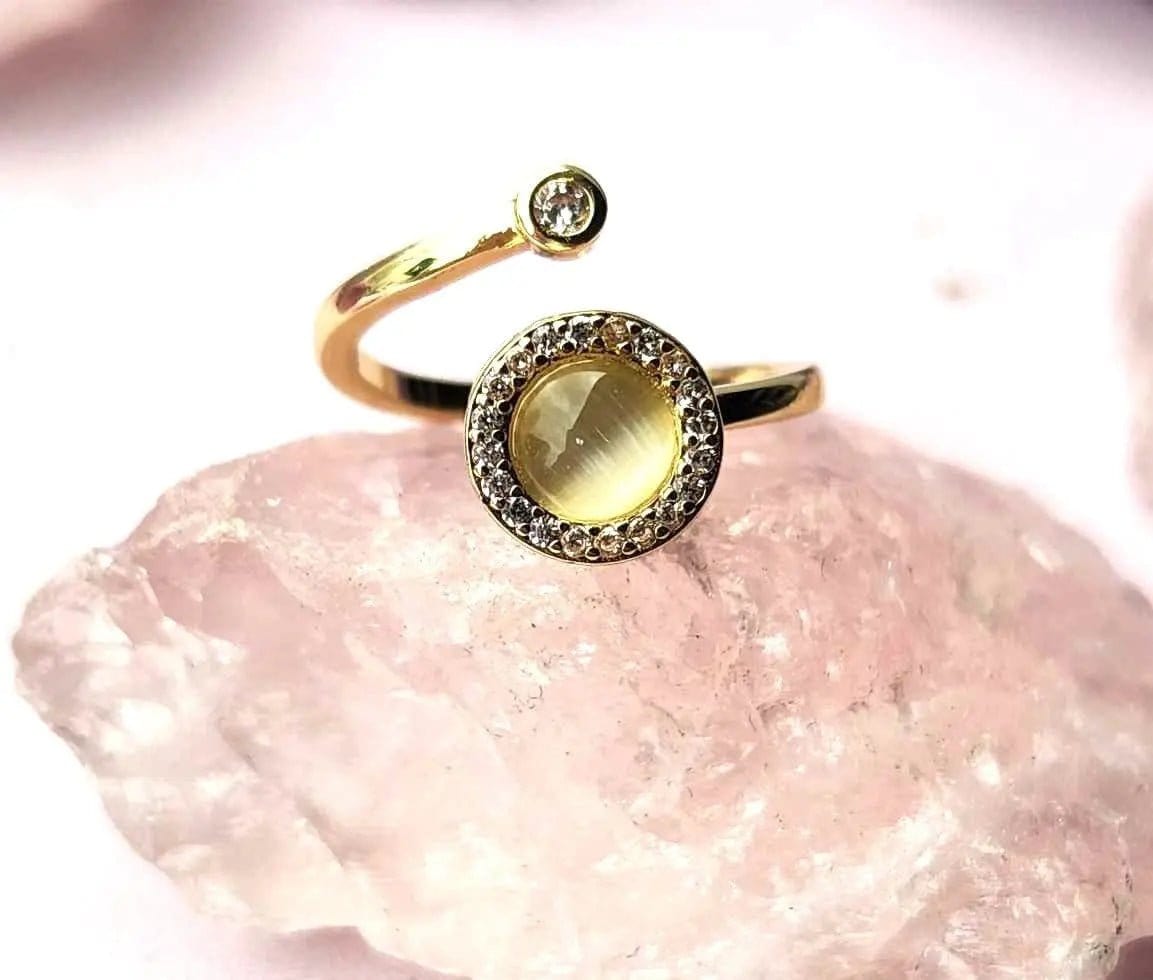 Mindful Rings Anxiety Ring Adjustable Size - One Size Fits All The Moonstone Collection - Gold Plated Moonstone Fidget Spinner Ring