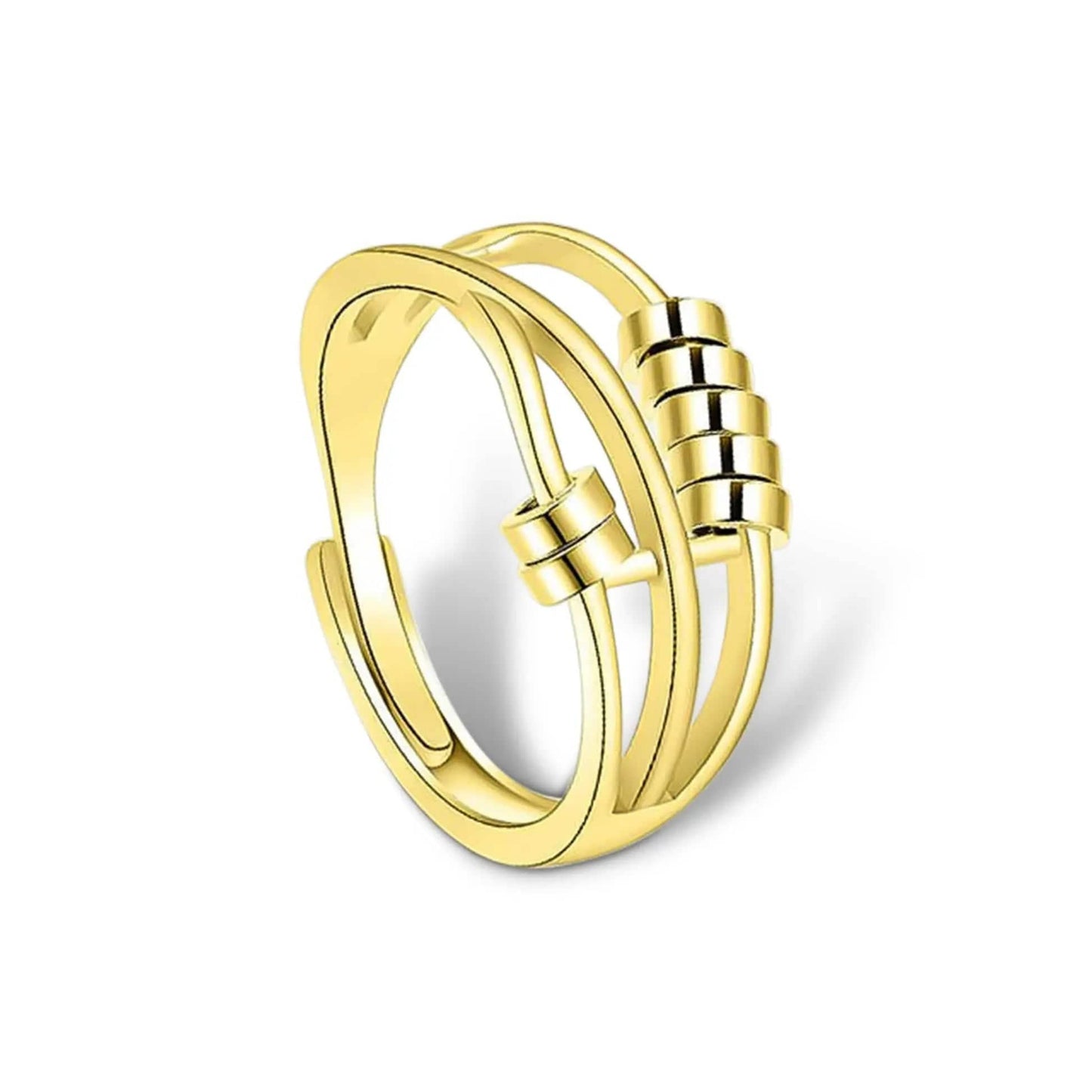 Mindful Rings Anxiety Ring Adjustable Size - One Size Fits All The Radiant Collection - Gold Plated Fidget Spinner Ring